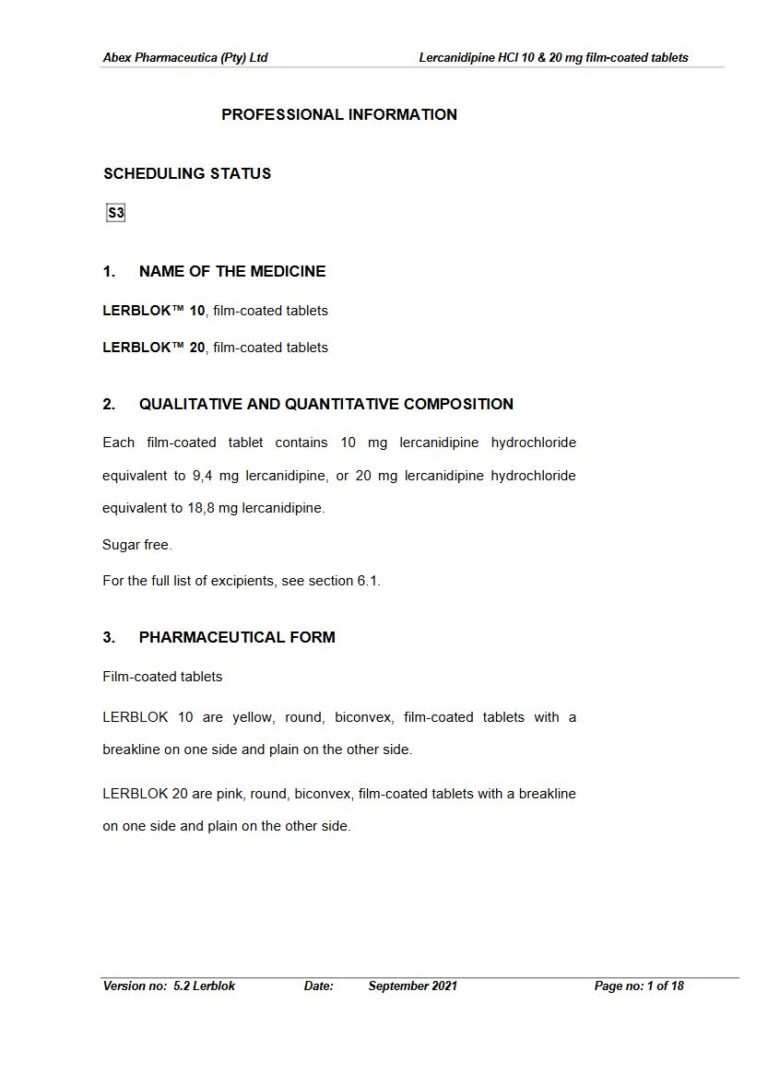 Lerblok 10 & 20 mg FC tablets package insert preview