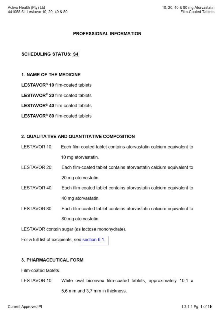 Lestavor 10, 20, 40 & 80 mg Film-Coated Tablets package insert preview