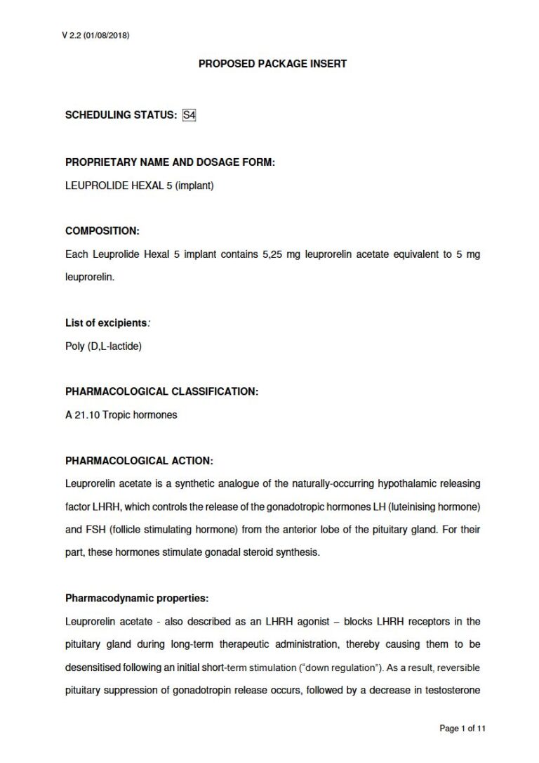 Leuprolide Hexal 5 5.2MG IMPLANT package insert preview