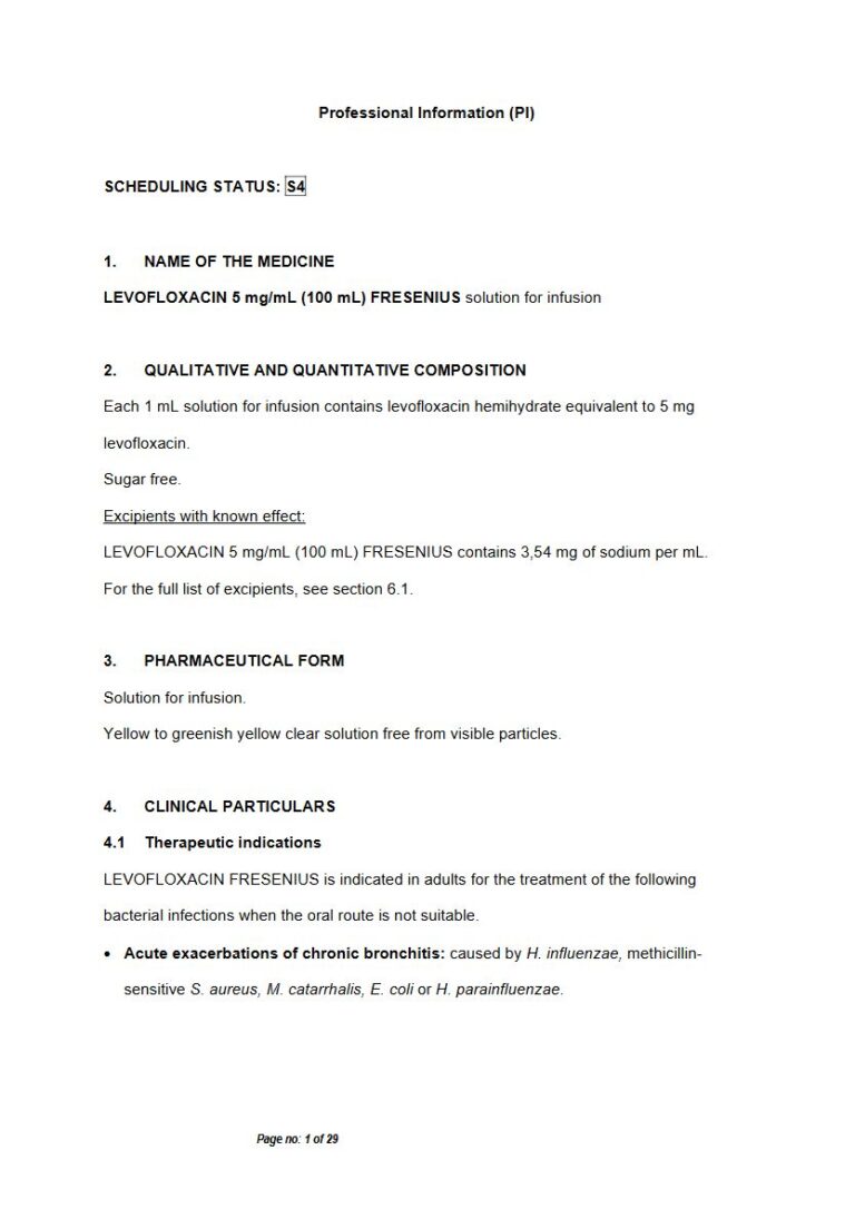 Levofloxacin 5 Mg/100 Ml Solution package insert preview