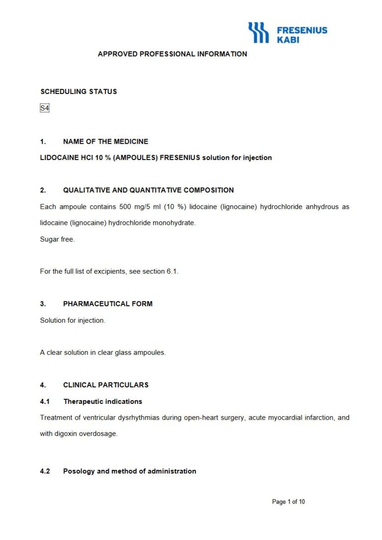 Lidocaine Hcl 10 %/2 mg Solution package insert preview