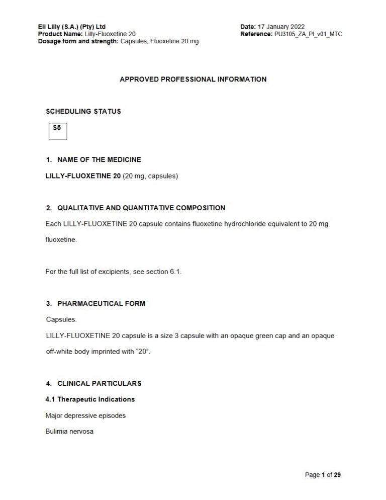 Lilly-Fluoxetine 20 20 mg Capsules package insert preview