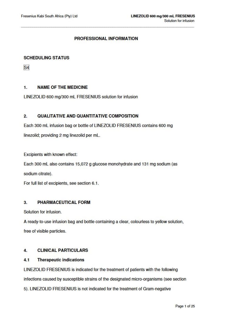 Linezolid 600 Mg/300 Ml Solution package insert preview