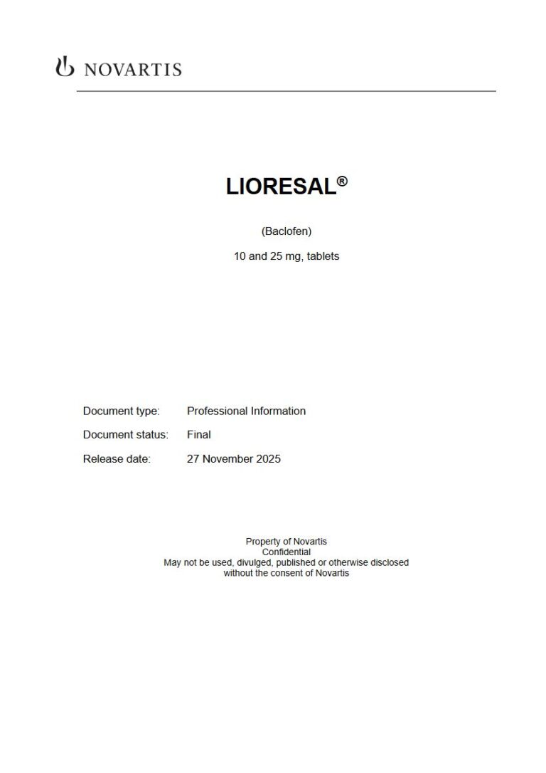 Lioresal 10 mg/ 25 mg Tablet. package insert preview