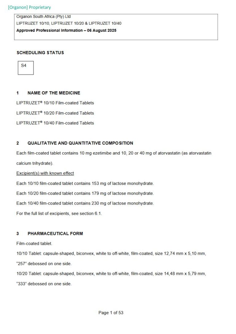 Liptruzet 10, 20 or 40 mg FC Tablets package insert preview