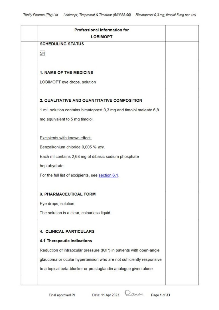 Lobimopt 5 mg, 0,3 mg Eye Drop package insert preview
