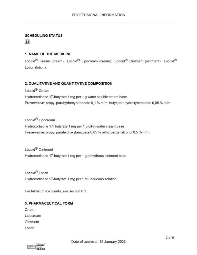 Locoid 1 mg/1 g Cream package insert preview
