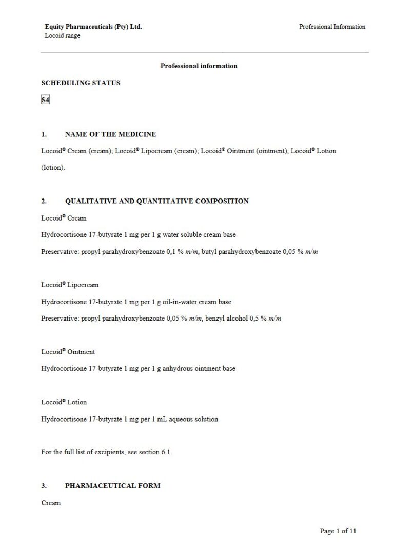 Locoid Range 1 mg per 1 g Cream. Lipocream, Ointment, Lotion package insert preview
