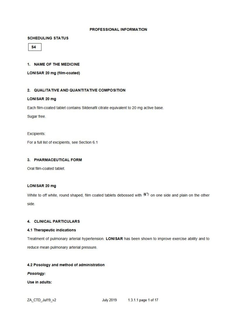 Lonisar 20 mg Oral FC tablet. package insert preview