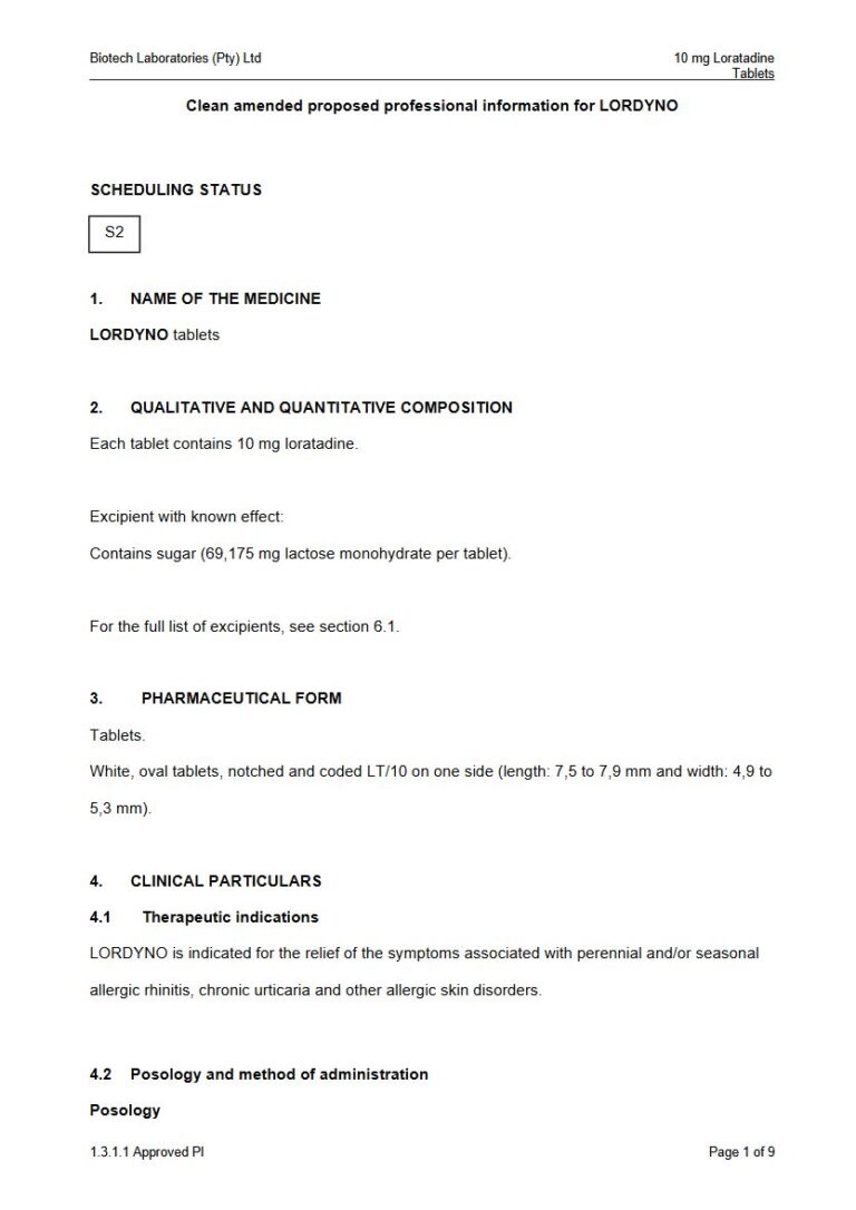 Lordyno 10 mg Tablet. package insert preview