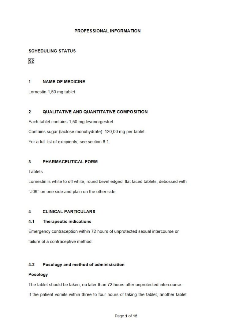Lornestin 1,50 mg Tablet package insert preview