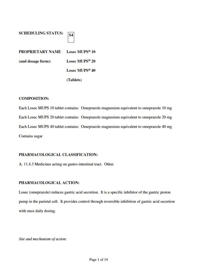 Losec 10mg. 20mg. 40mg Tablet package insert preview