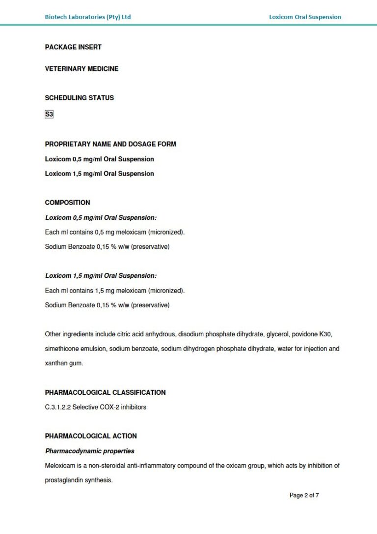 Loxicom 0,5 Mg/1,5 Mg Oral Suspension package insert preview