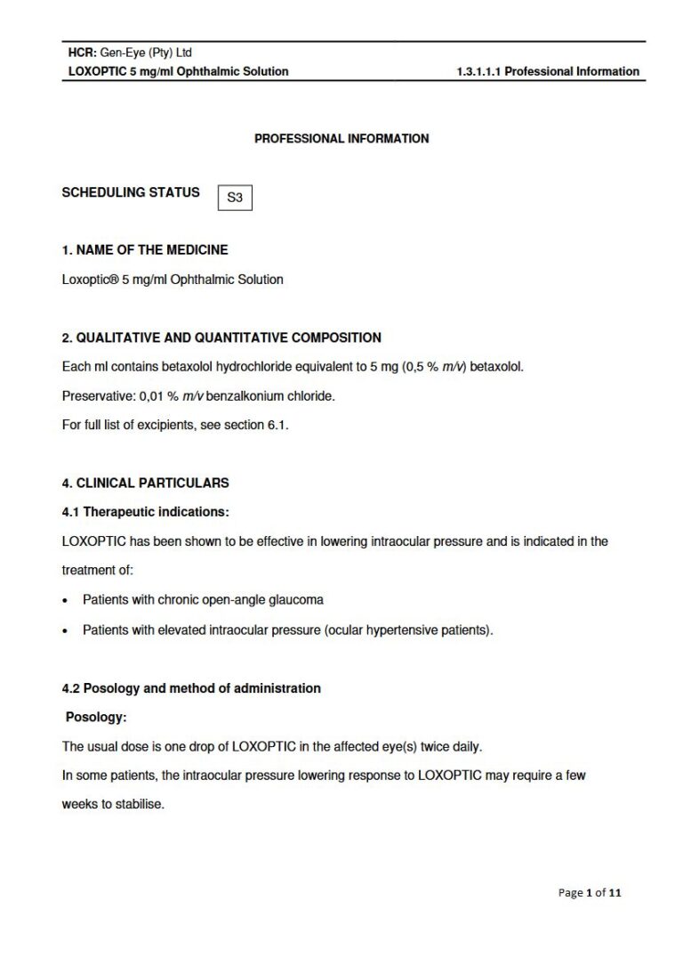 Loxoptic 5 Mg Solution package insert preview
