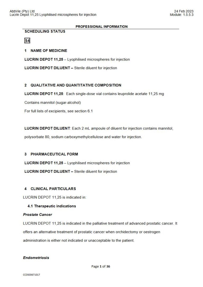 Lucrin Depot 11,25 mg Injection package insert preview
