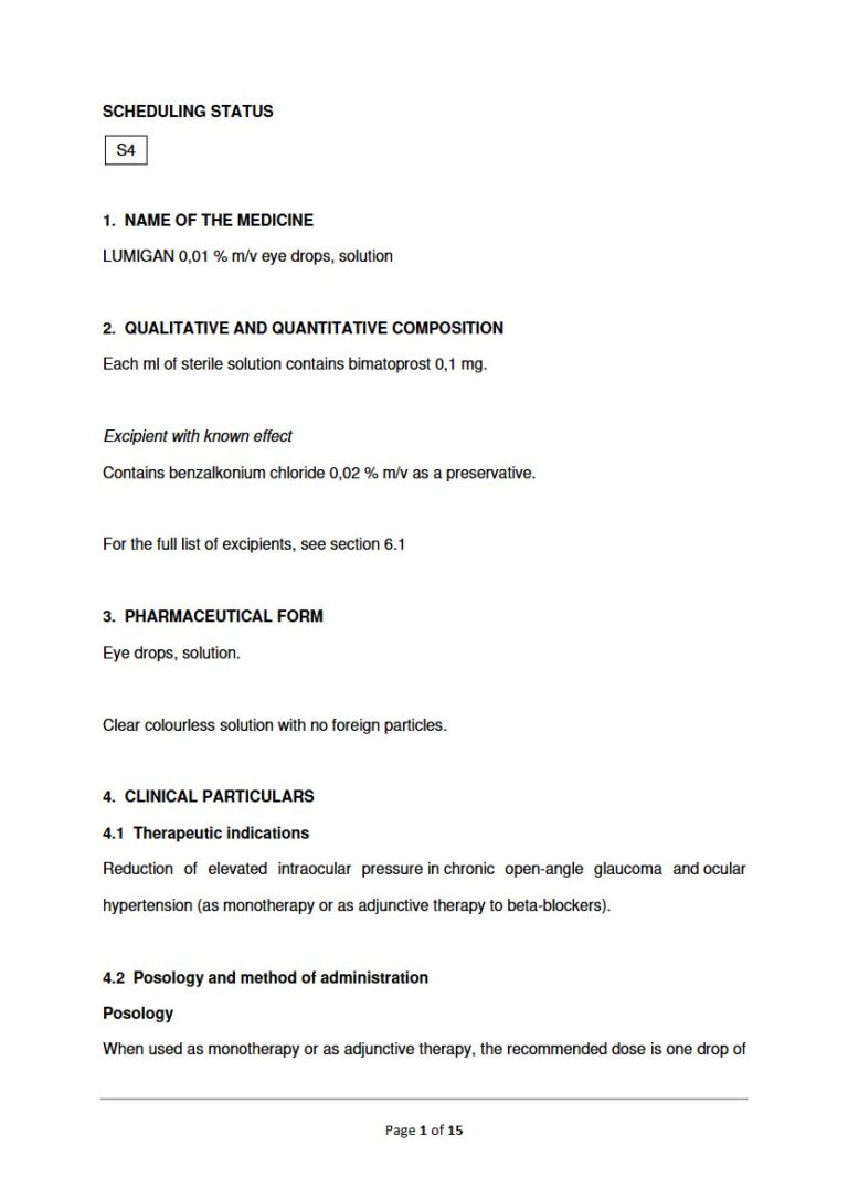 Lumigan 0,01 %/0,1 mg Solution package insert preview