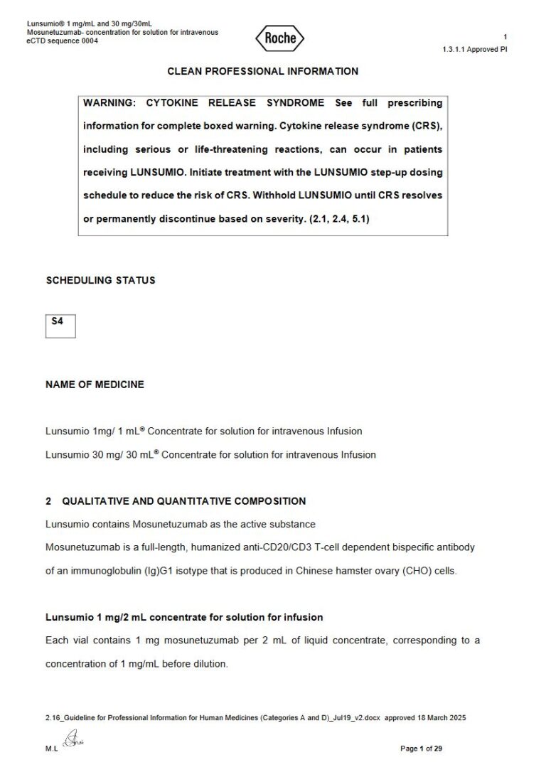 Lunsumio 1 Mg/1 Ml/30 Mg/30 Ml Solution package insert preview