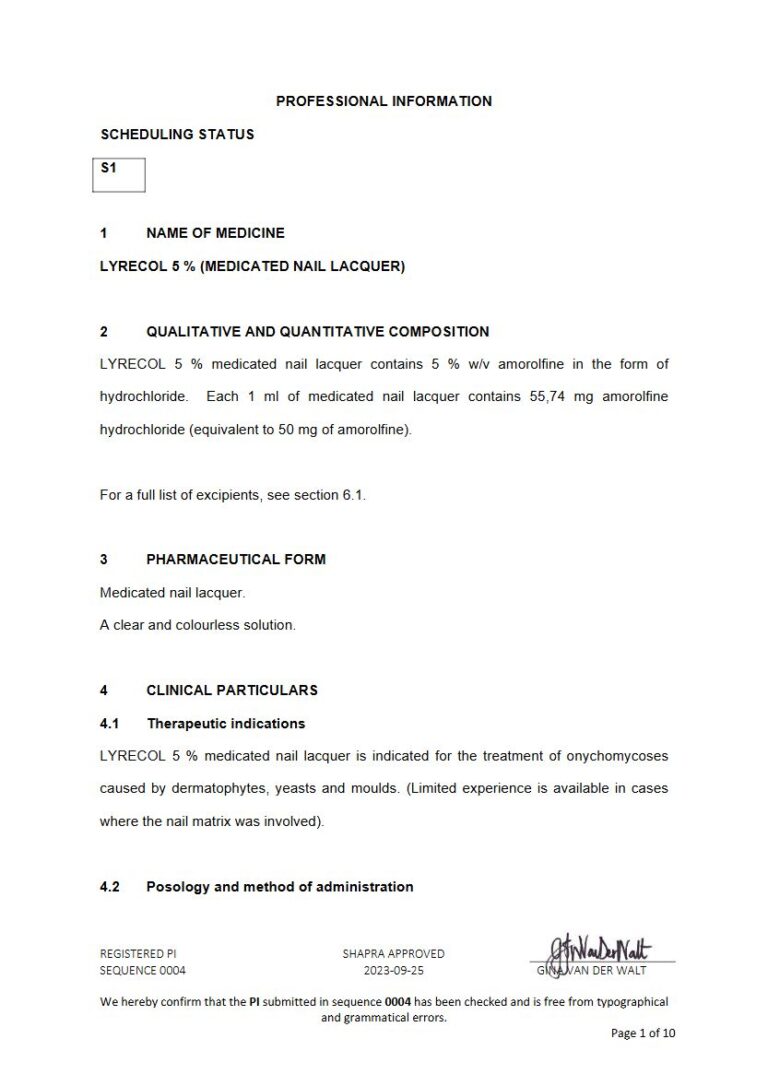 Lyrecol 5 % package insert preview