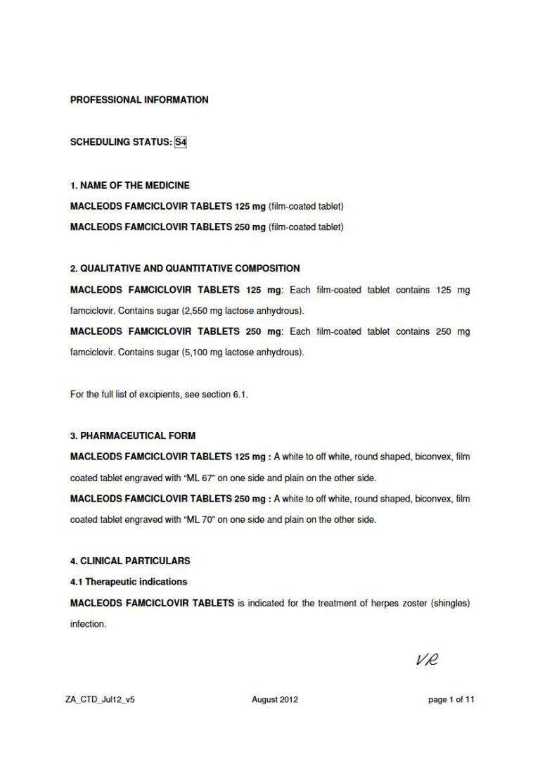 Macleods Famciclovir 125 mg, 250 mg FC tablet package insert preview