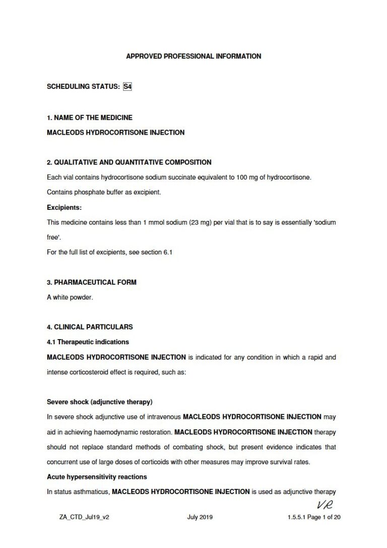 Macleods Hydrocortisone Injection 100 mg INJECTION package insert preview