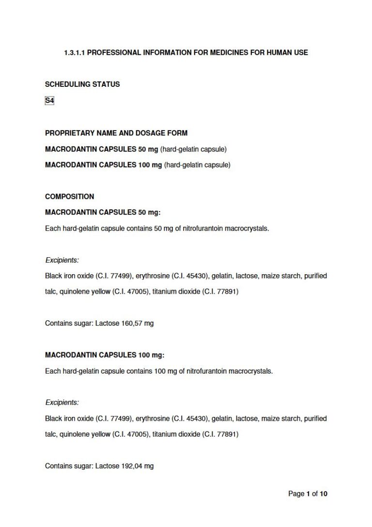 Macrodantin 50mg. 100mg Capsule package insert preview