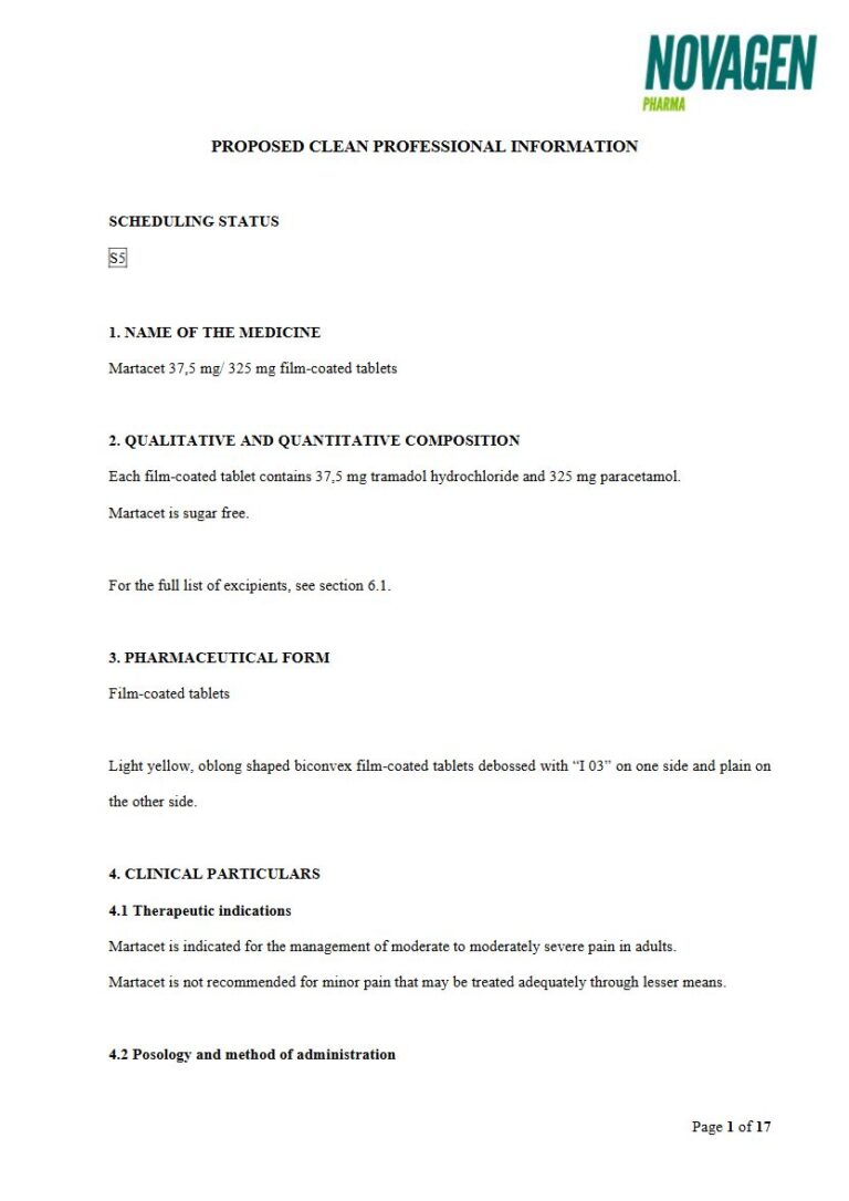 Martacet 37,5 mg/ 325 mg FC tablets package insert preview