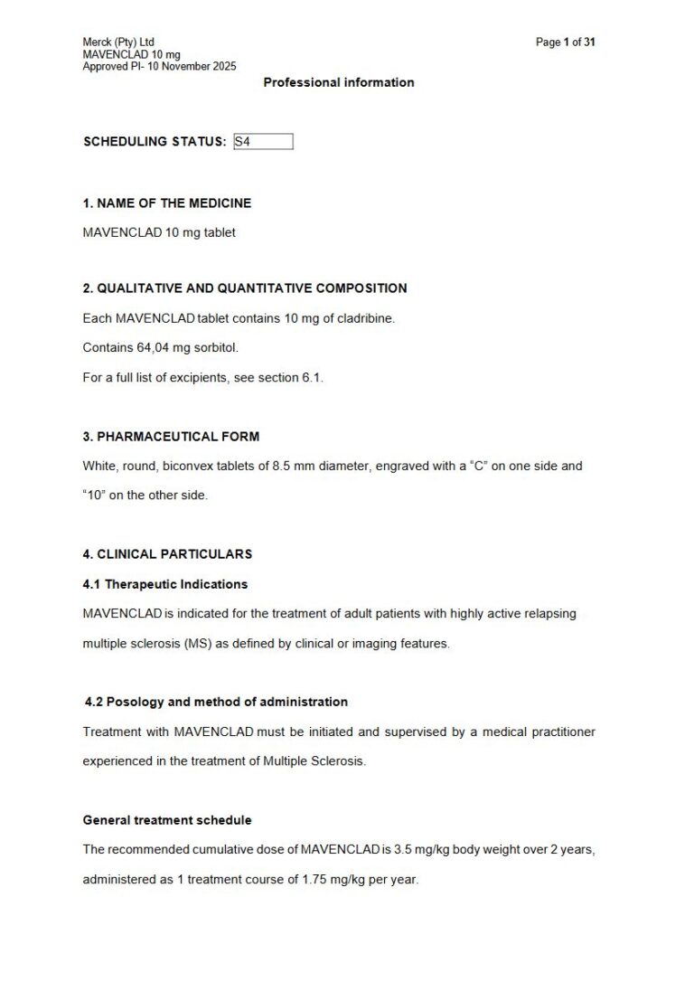 Mavenclad 10 Mg Tablets package insert preview