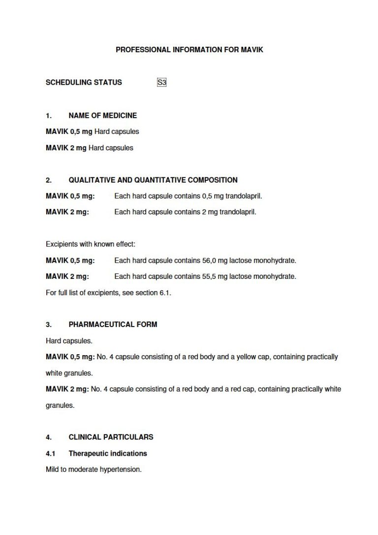 Mavik 0.5mg. 2mg Hard capsules. package insert preview