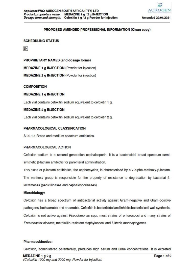 Medazine 1 G/2 G Injection package insert preview