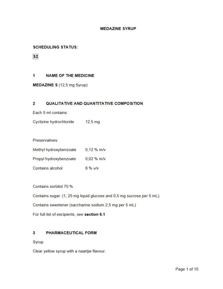 Medazine S 5 ml Syrup package insert preview