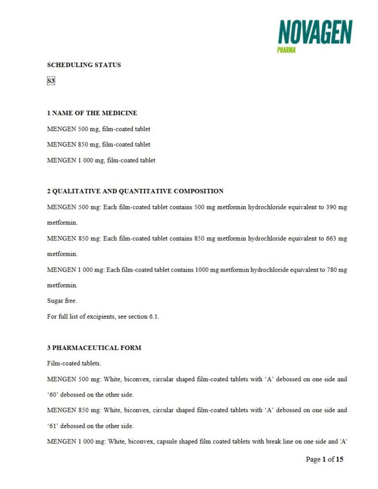 Mengen 500 mg, 850 mg, 1 000 mg FC tablets. package insert preview