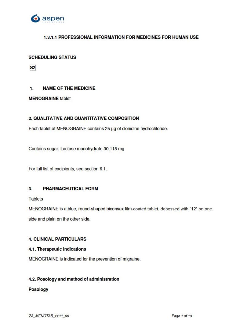 Menograine 25 μg Tablets package insert preview