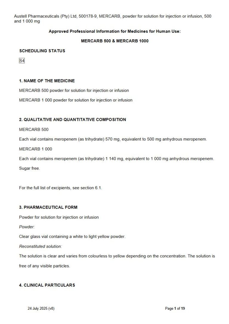 Mercarb 000 mg Solution package insert preview