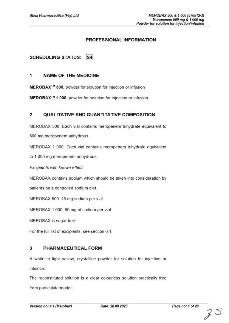 Merobax 500 mg/000 mg Solution package insert preview