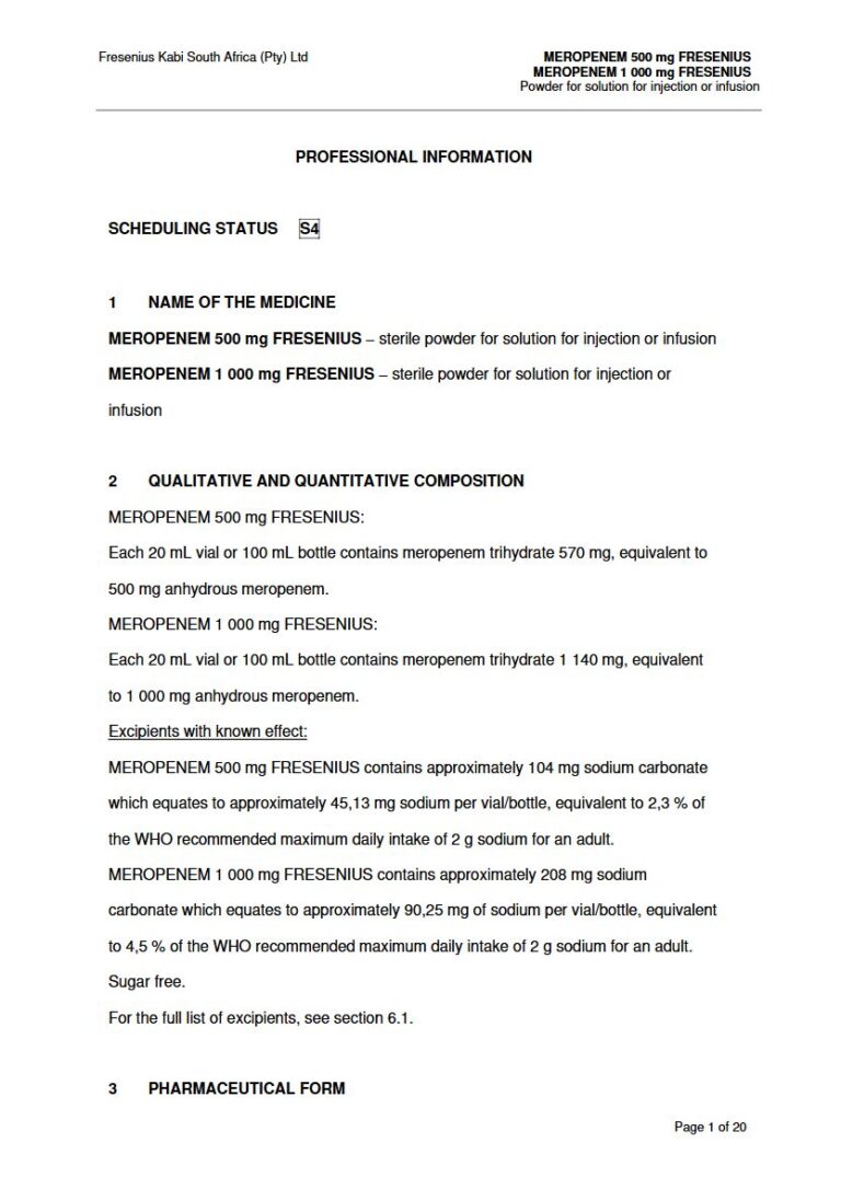Meropenem 500 Mg/000 Mg Solution package insert preview