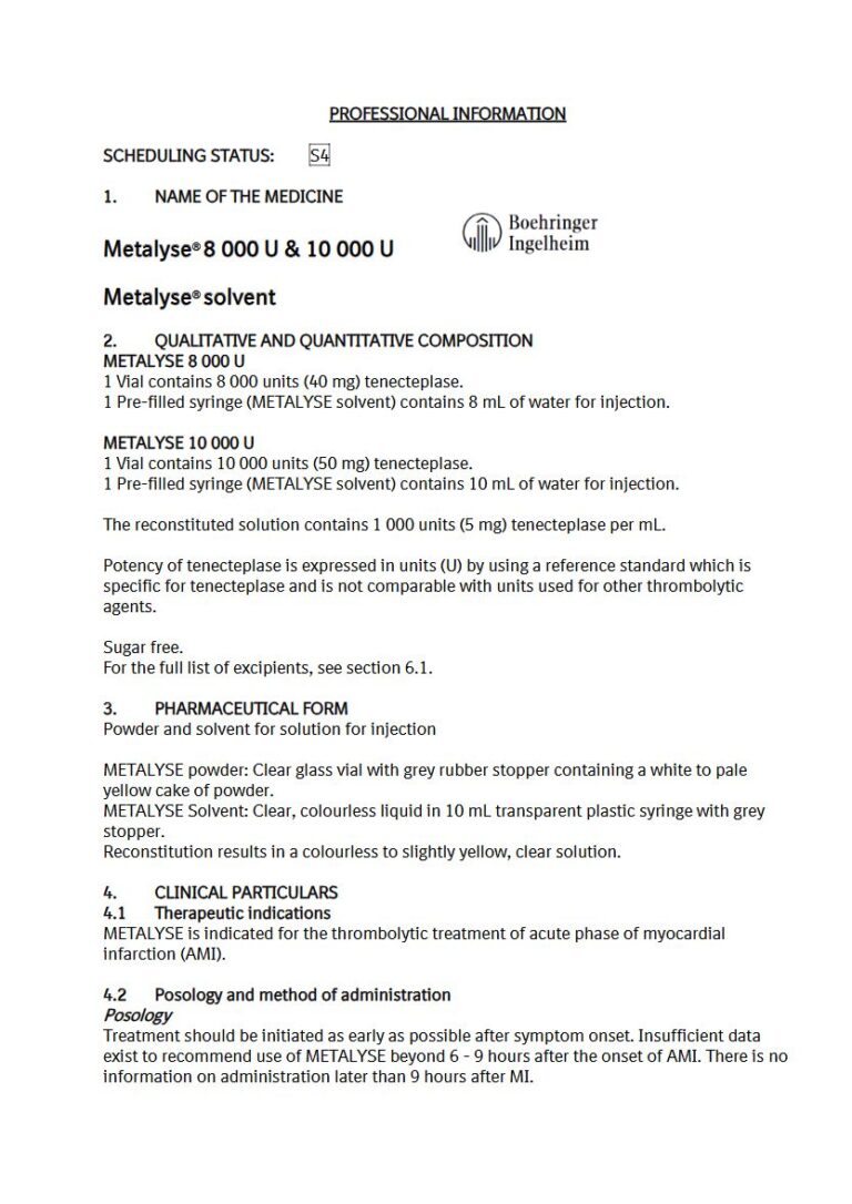 Metalyse 40 mg/50 mg Solution package insert preview