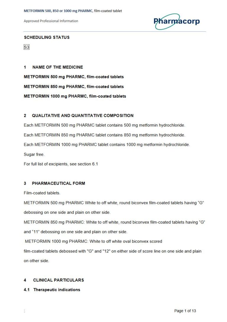 Metformin 1000 Mg/500 mg/850 mg Tablets package insert preview