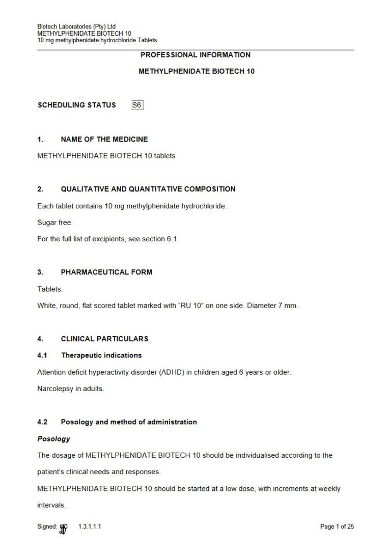 Methylphenidate Biotech 10 10 mg Tablets. package insert preview