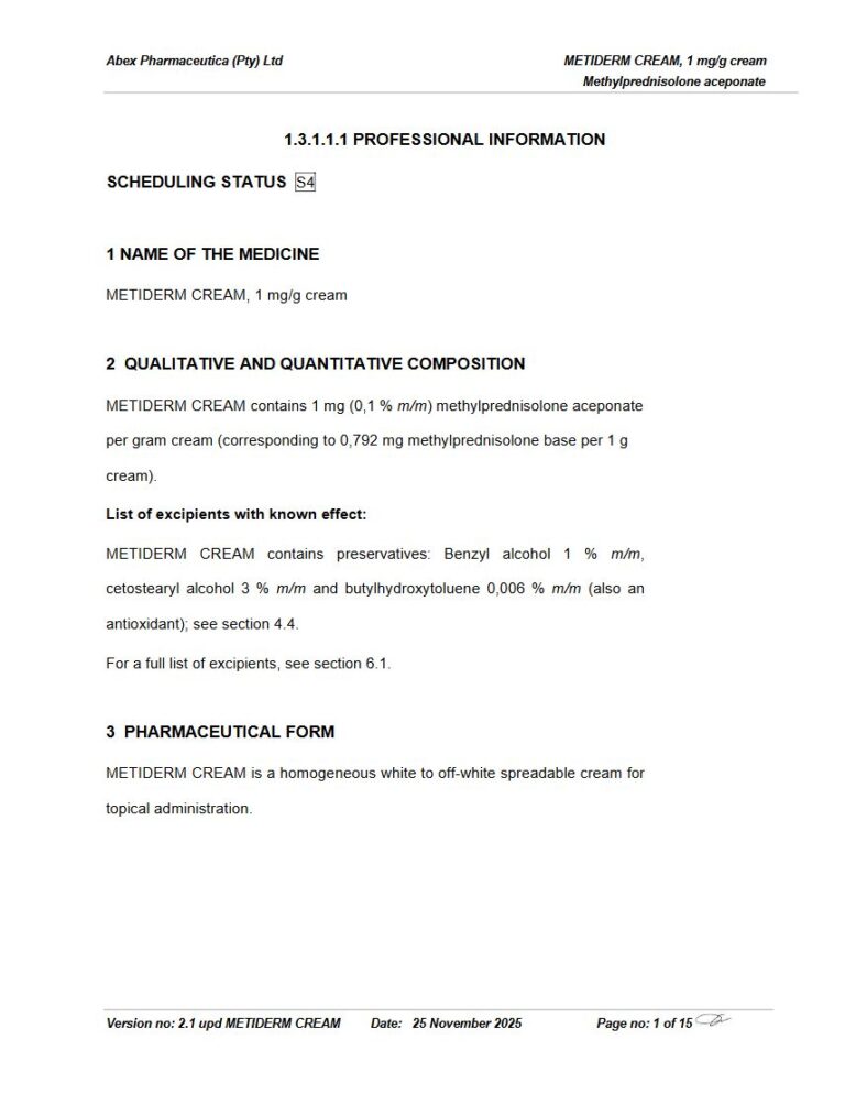 Metiderm Cream 1 mg Cream package insert preview