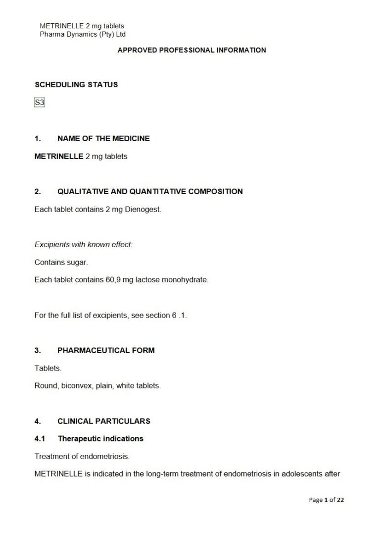 Metrinelle 2 mg Tablets. package insert preview