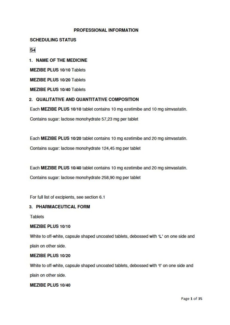 Mezibe Plus 10 mg/20 mg Tablets package insert preview