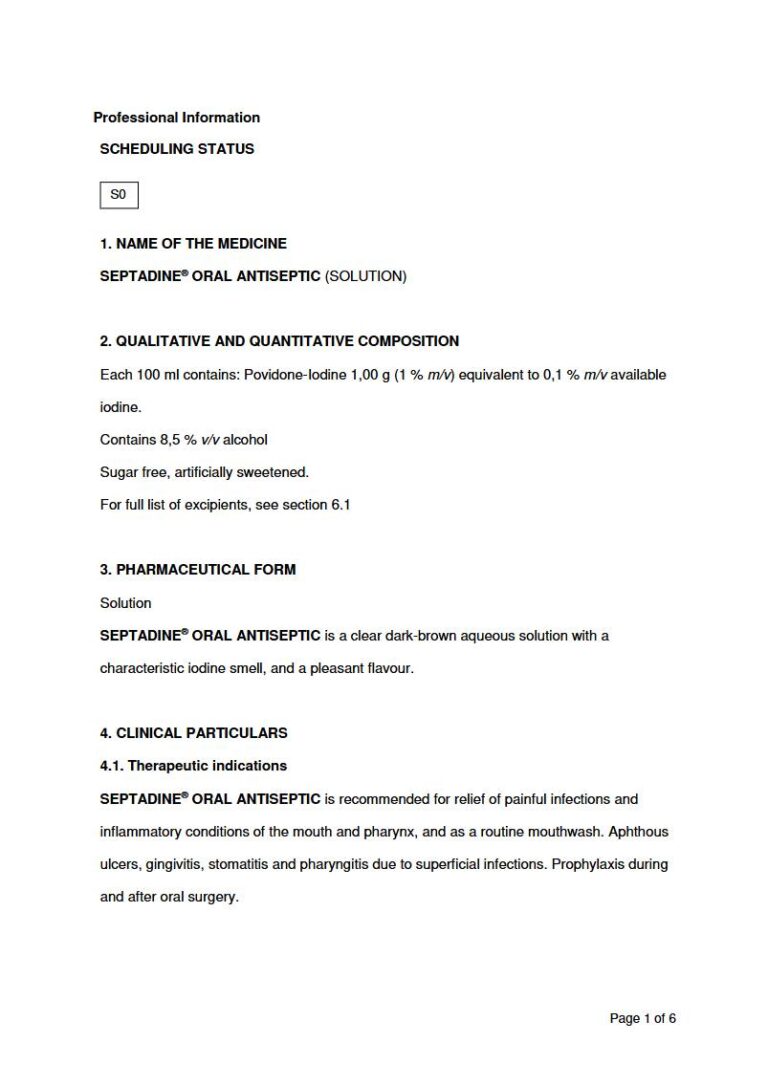 Septadine Oral Antiseptic 100 ml Solution package insert preview