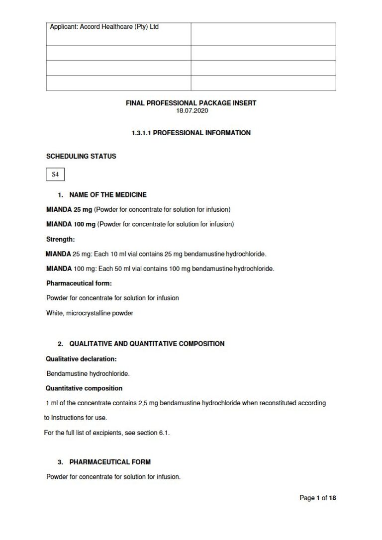 Mianda 25 mg/100 mg Solution package insert preview