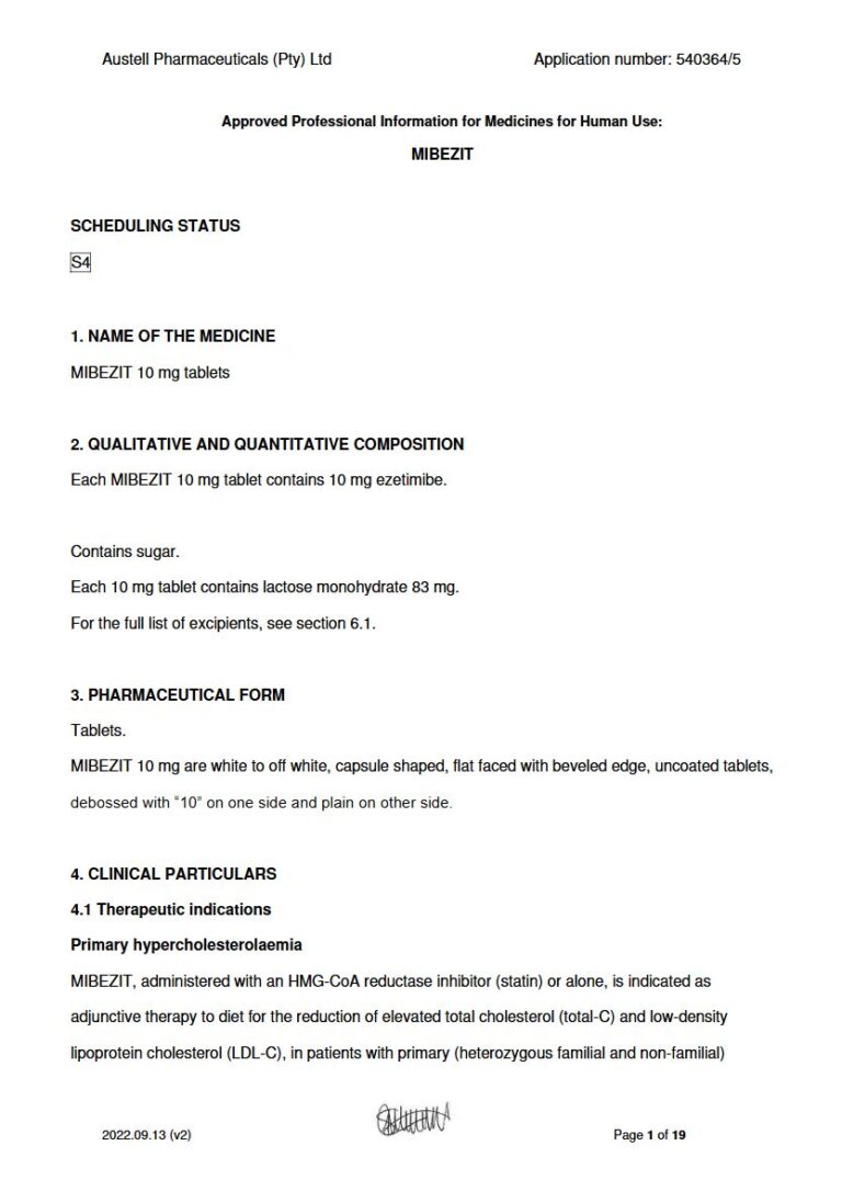 Mibezit 10,0 mg TABLET package insert preview