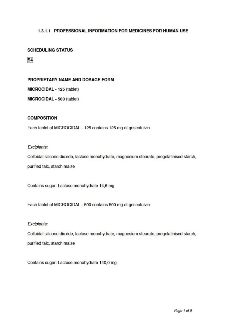 Microcidal 125mg. 500mg Tablet package insert preview
