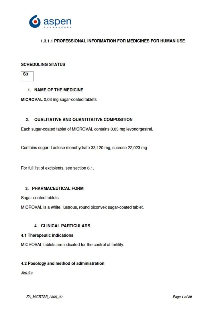 Microval 0,03 mg Sugar-coated tablets. package insert preview