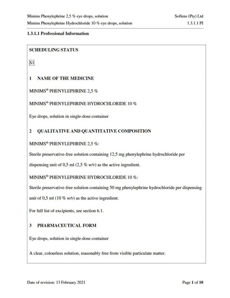 Minims Phenylephrine 2,5 %/10 %/12,5 mg Drops package insert preview