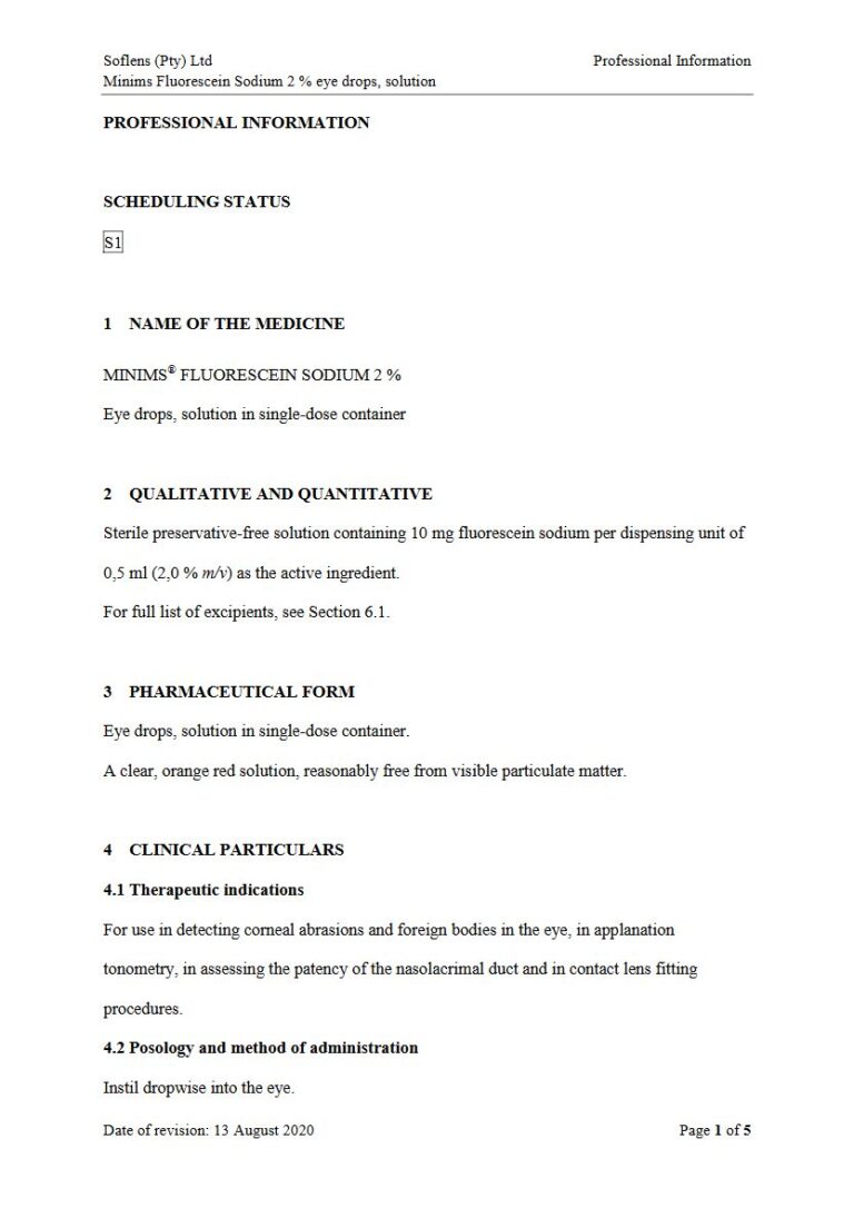 Minimsa Fluorescein Sodium 2 %/10 mg Solution package insert preview