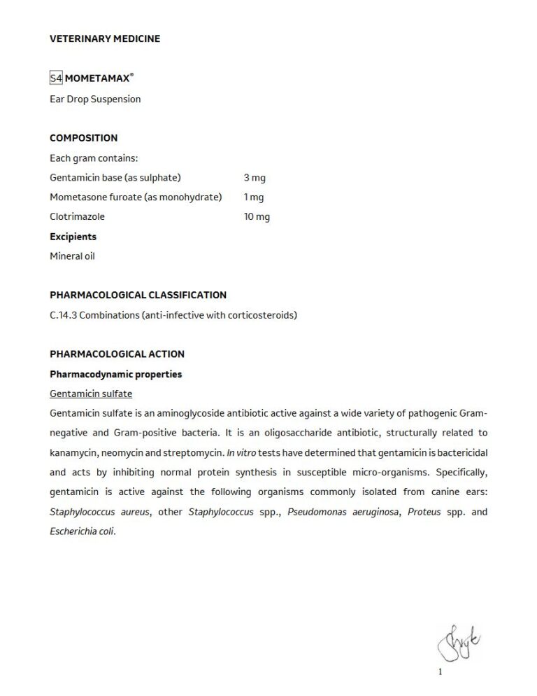 Mometamax 3 mg, 1 g, 10 mg Ear Drop Suspension package insert preview
