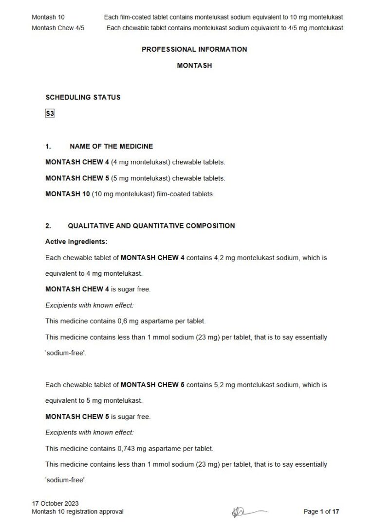 Montash 10 10 mg Tablet package insert preview